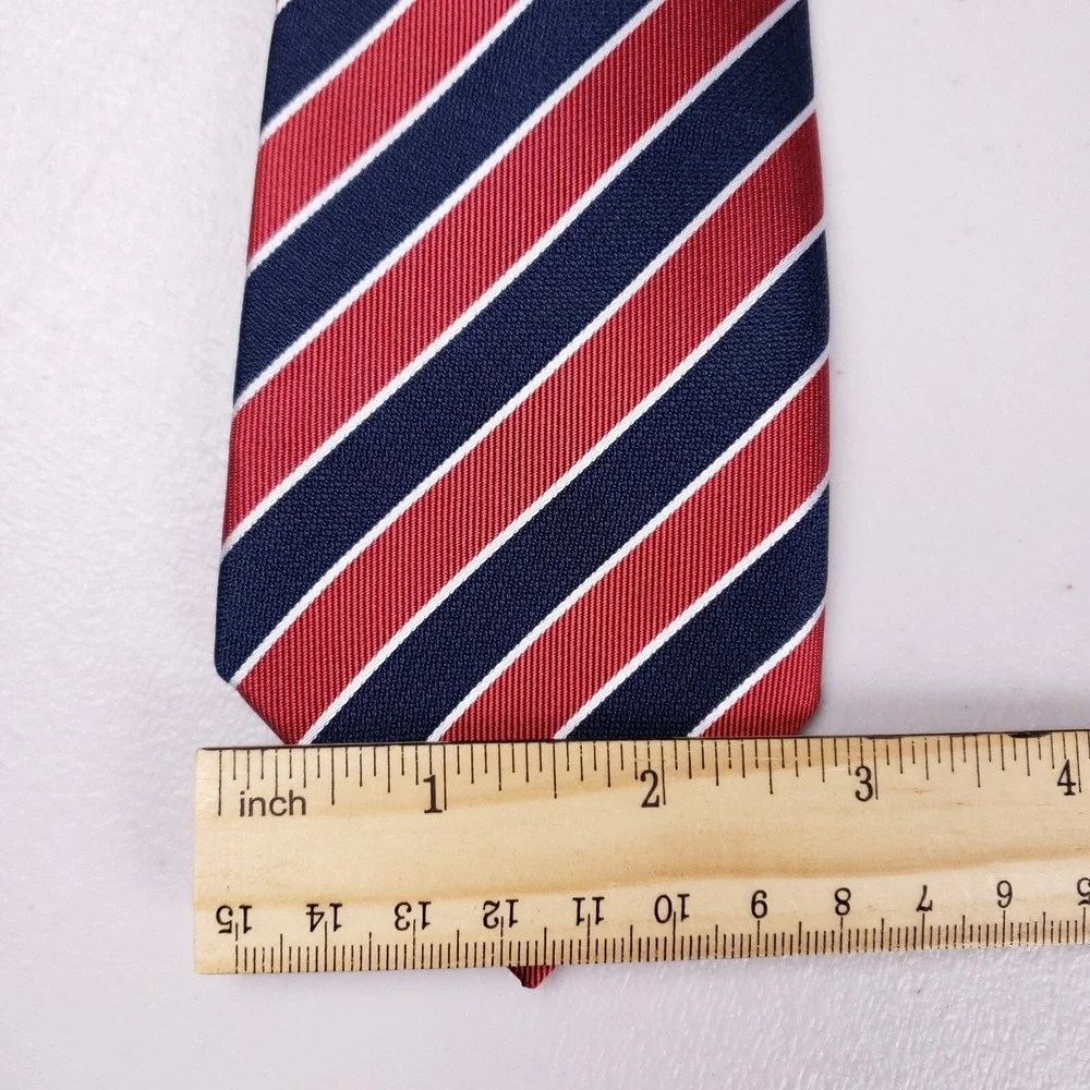 Philippe Laurent Necktie Red‎ Navy Stripe Classic Prep Retro Revival Officecore